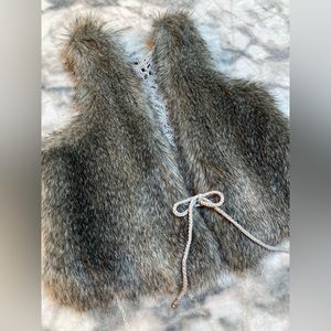 BKE Faux Fur & Crochet Vest
